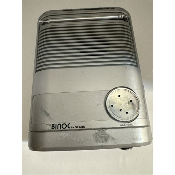 Vintage Sears The Binoc Portable Black & White 2" TV AM/FM Radio TV Not Working - Picture 4 of 14